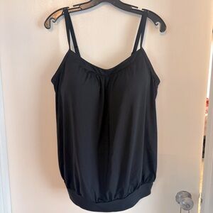 LANDS END Black Blouson Swimsuit Top! Adjustable straps! Plus Size 14